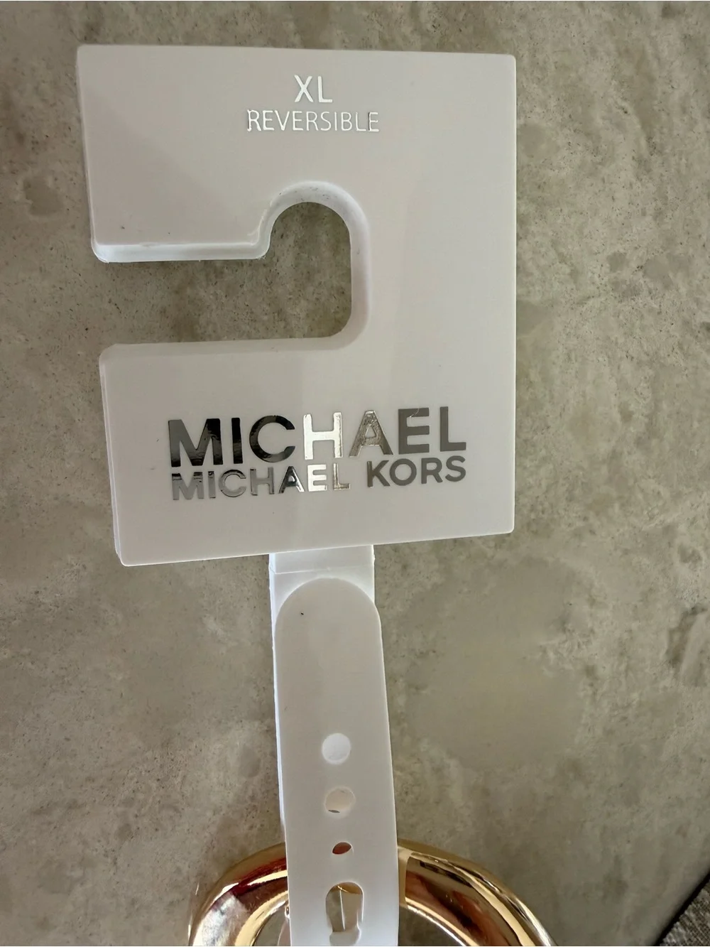 Michael Kors Women's Belt Vanilla Luggage Gold Oval Buckle XL
